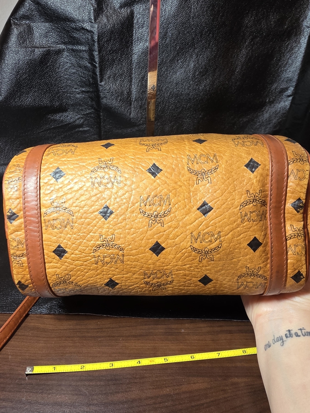 MCM Cognac Visetos Monogram Barrel Crossbody Bag - Picture 6 of 14
